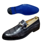 Men Dress Shoes - Leather - Grey Buckled