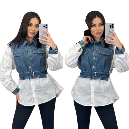 Women Jean Top - blue