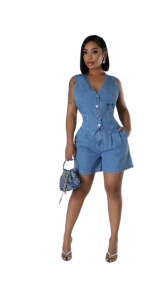 Jeans Shorts & Top -  Ladies