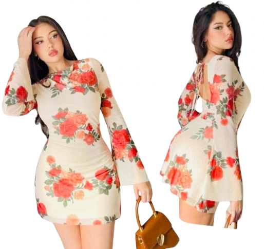 Ladies Tight Fit Dress Flowery