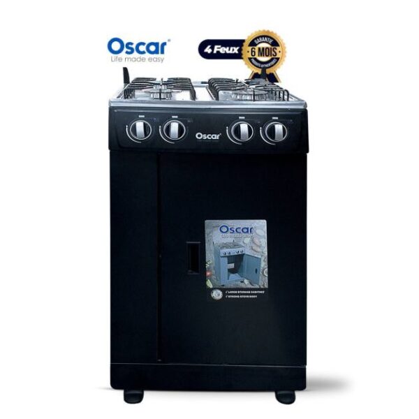 Cuisinière 4 feux Oscar - Avec porte-Bouteille de gaz - 50x50 - Noir