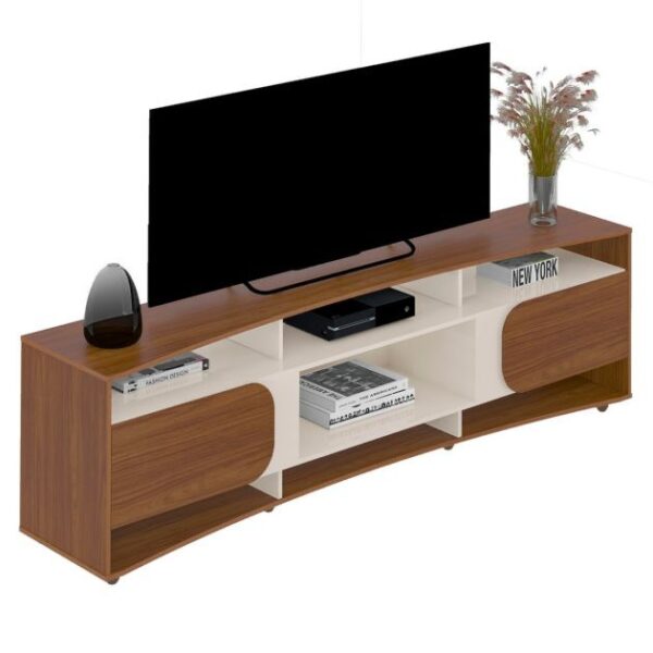 MEUBLE TV ELEGANCE CEDAR - MT-ELEGANCE - Jusqu'à 85 pouces - Marron/Blanc cassé