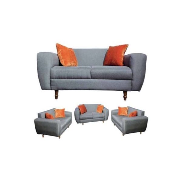 Salon Complet en tissu velours - 6 places - Ben - Gris (Disponible en fabrication)