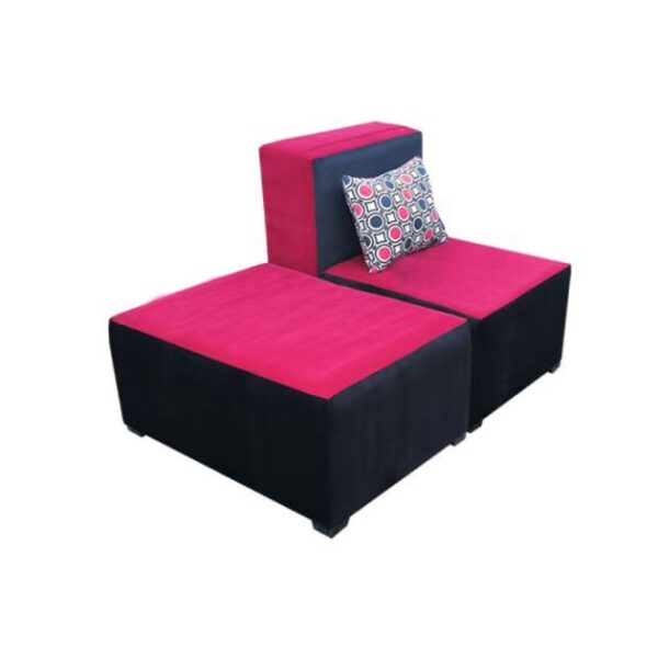 Fauteuil contemporain Kizo + pouf - Velours - Rose / Bleu