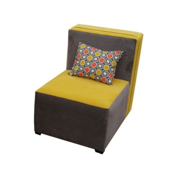 Fauteuil moderne en velours - Kizo - Très confortable - Jaune/Gris