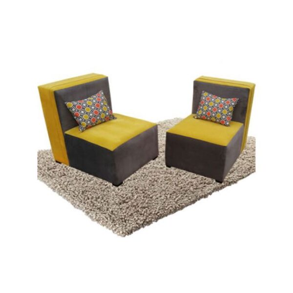 Lot de 2 fauteuils en velours - 2 Places - Jaune/Sandre