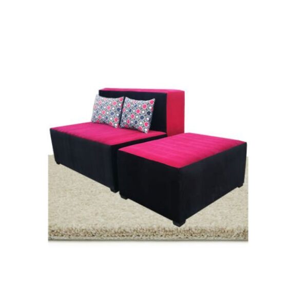 Fauteuil Kizo velours avec repose - pieds - Très confortable - Rose/Noir
