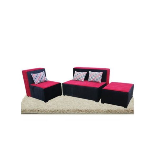 Salon Kizo moderne - 100% Velours - Très confortable - Noir/Rose