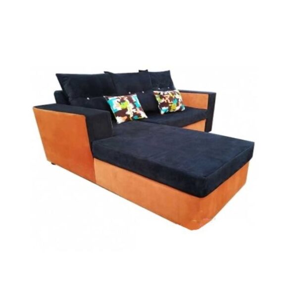 Canapé d'angle moderne - 3 Places Séparables - Velours norvégien - Orange et noir