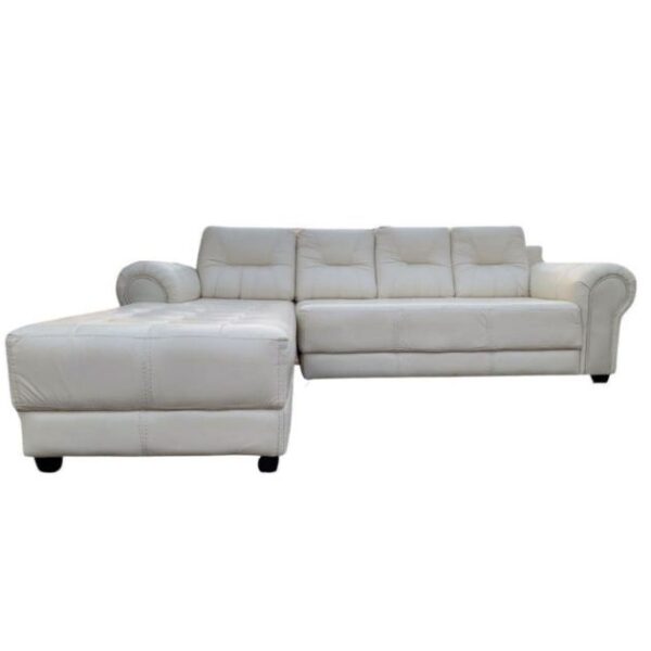 Canapé d’angle - Angle Pi arm - 5 places - Cuir synthétique - Mousse ph7 - Blanc (Disponible en fabrication)