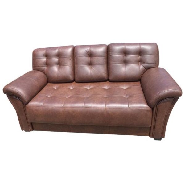Canapé droit de 3 places - Cuir synthétique - Mousse de fabrication PH7 - Marron (Disponible en fabrication)
