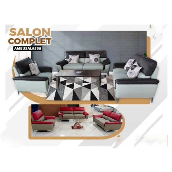 Salon complet 6 places JEO - AMEUSAL9348 - Cuir haut de gamme - Importé