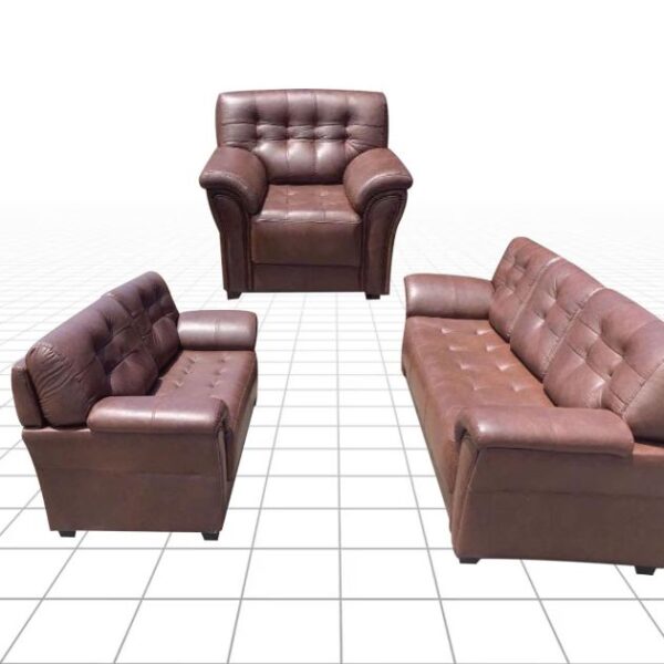 Salon 06 places - En cuir synthétique - mousse de fabrication PH7 - Marron (Disponible en fabrication)