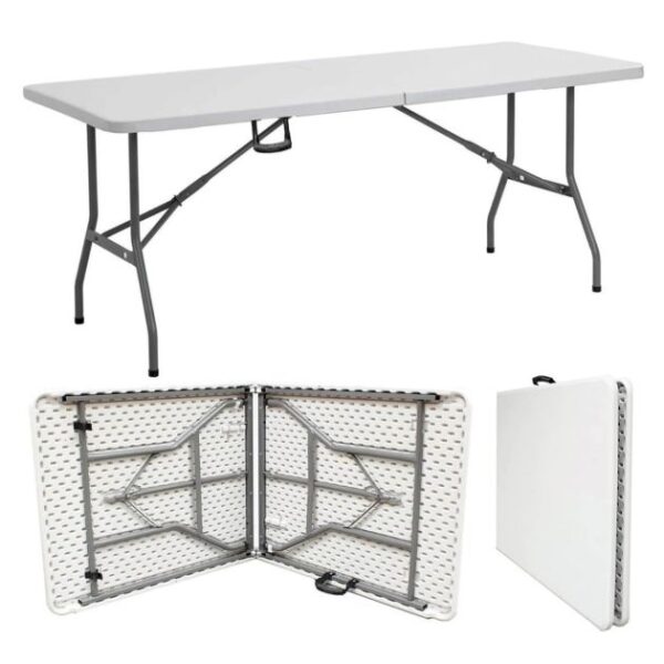 Table à manger pliable - 6 places - 1.8 m - Blanc