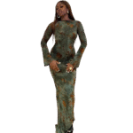 Elegant Backless Tie-Dye Maxi Dress