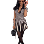 Striped Polo Flare Mini Dress