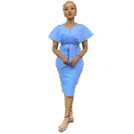 Sky Blue Elegance Belted Pencil Dress