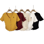 Classic V-Neck Button-Up Knit Top