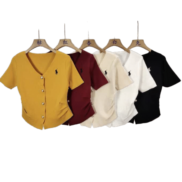 Classic V-Neck Button-Up Knit Top