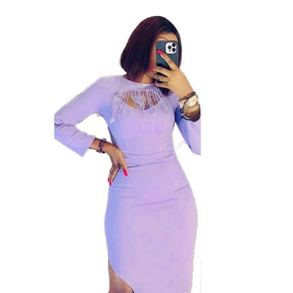 Elegant Midi Dress with Fringe Detail