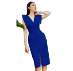 Sculpted Elegance Midi Dress – With Belt & Covered Button Detail – Image 3