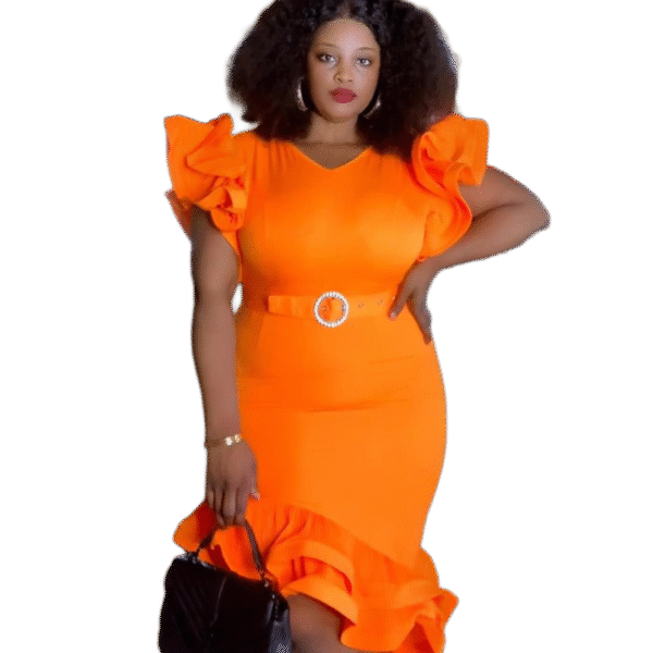 Bold Orange Ruffle Dress – Elegance with a Statement