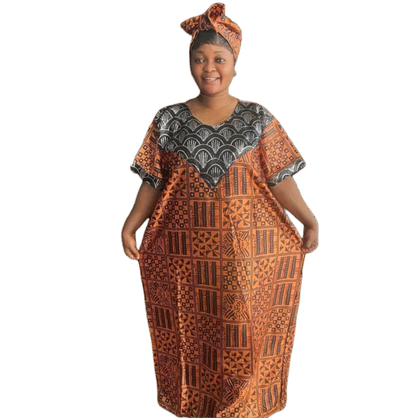 African Print Kaftan Dress with Headwrap – Comfort & Culture