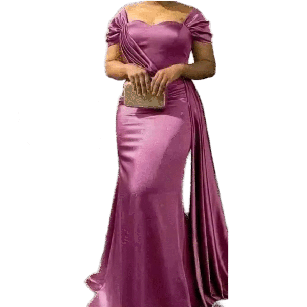 Off-Shoulder Satin Gown – Glamorous & Graceful