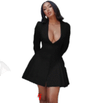 Deep V Blazer Mini Dress – Tailored Glamour – Image 3