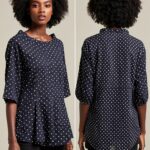 Chemisier noir à points pour femme